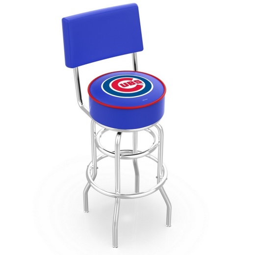 L7c4 Chicago Cubs Doubleing Swivel Stool With Chrome Finish By Hbs