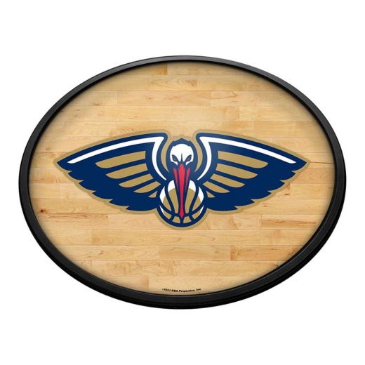 Orleans Pelicans: Hardwood Oval Slimline Lighted Wall Sign