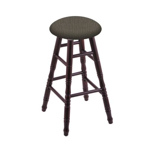 Maple Round Cushion Swivel Stool With Turned Legs, Dark Cherry Finish, And Graph Chalice Seat
