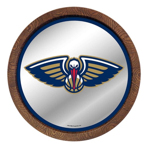 Orleans Pelicans: "Faux" Barrel Top Mirrored Wall Sign
