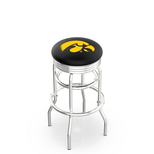 L7c3c Chrome Double Ring Iowa Swivel Bar Stool With 2.5" Ribbed Accent Ring By Holland Bar Stool Company