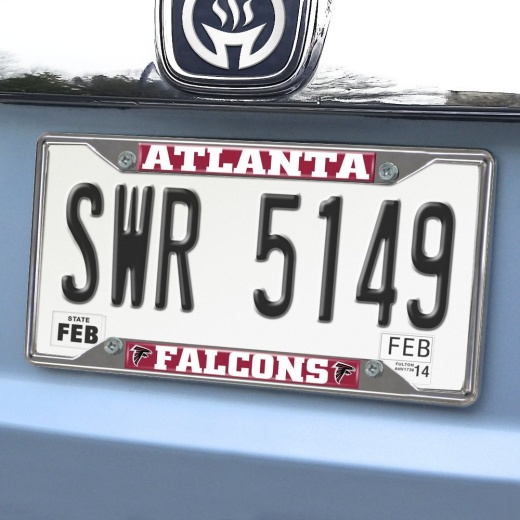 Atlanta Falcons Chrome Metal License Plate Frame, 6.25In X 12.25In