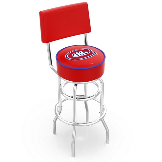 L7c4 Chrome Double Ring Montreal Canadiens Swivel Bar Stool With A Back By Holland Bar Stool Company