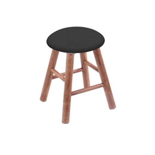 Maple Round Cushion Swivel Stool With Smooth Legs, Medium Finish, And Canter Iron Seat