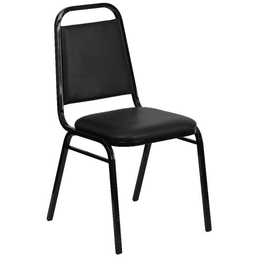 Hercules Series Trapezoidal Back Stacking Banquet Chair In Black Vinyl Black Frame
