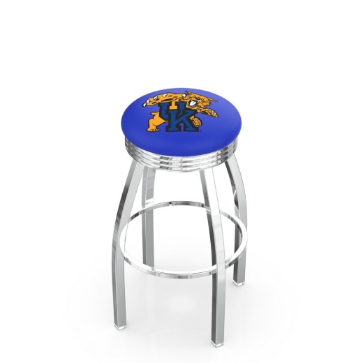 L8c3c Chrome Kentucky "Wildcat" Swivel Bar Stool With 2.5" Ribbed Accent Ring By Holland Bar Stool Company