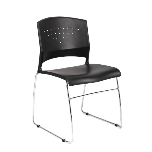 Boss Black Stack Chair With Chrome Frame 2 Pcs Pack