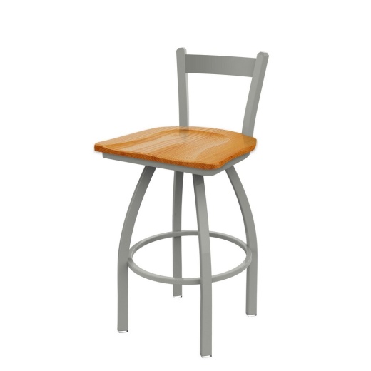 821 Catalina Low Back Swivel Stool With Anodized Nickel Finish And Medium Oak Seat