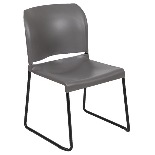 Hercules Series 880 Lb. Capacity Gray Full Back Contoured Stack Chair With Black Powder Coated Sled Base
