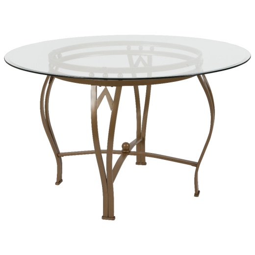 Syracuse 48'' Round Glass Dining Table With Matte Gold Metal Frame