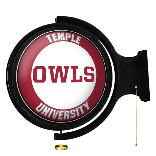 Temple Owls: Owls Original Round Rotating Lighted Wall Sign