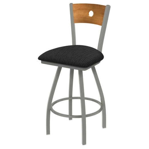 Xl 830 Voltaire Swivel Stool With Anodized Nickel Finish, Medium Back, And Graph Coal Seat