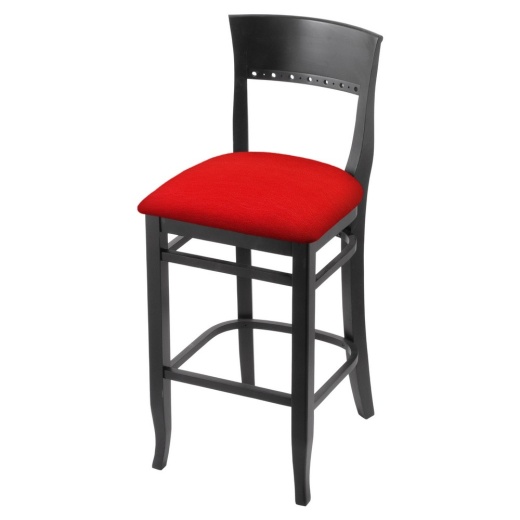 3160 30" Bar Stool With Black Finish And Canter Red Seat