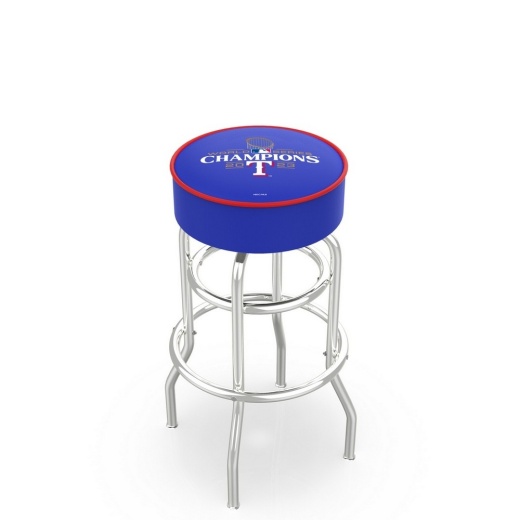 L7c1 Texas Rangers 2023 World Series Champions Doublering Swivel Stool With Chrome Finish By Hbs