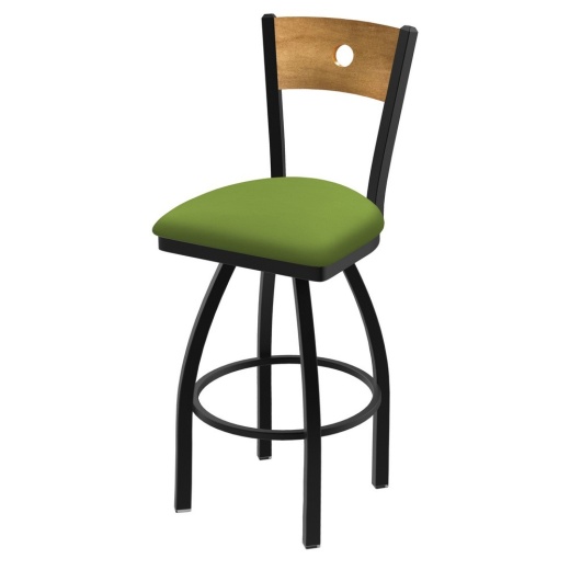 830 Voltaire 36" Swivel Counter Stool With Black Wrinkle Finish, Medium Back, And Canter Kiwi Green Seat