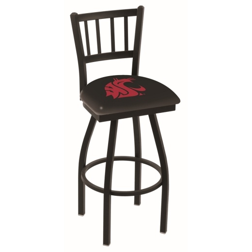 L018 Black Wrinkle Washington State Swivel Bar Stool With Jailhouse Style Back By Holland Bar Stool Co