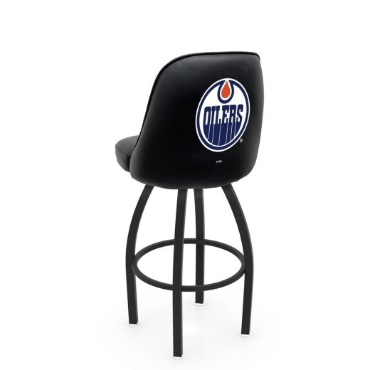 L048 Logo Grizzly Edmonton Oilers Swivel Stool With Black Wrinkle Finish By Holland Stool Co