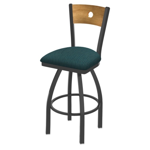 830 Voltaire Swivel Stool With Pewter Finish, Medium Back And Graph Tidal Seat