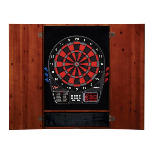 Viper Metropolitan Cinnamon Soft Tip Dartboard Cabinet And Viper 797 Electronic Dartboard