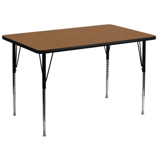 Wren 36''W X 72''L Rectangular Oak Thermal Laminate Activity Table Standard Height Adjustable Legs