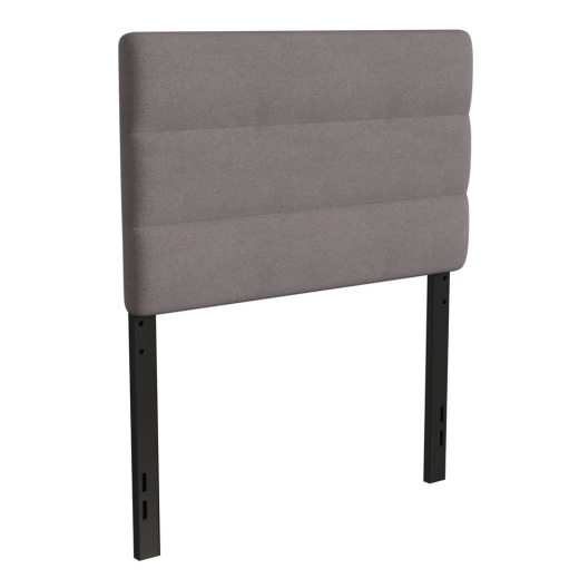Paxton Twin Channel Stitched Fabric Upholstered Headboard, Adjustable Height From 44.5" To 57.25" Gray