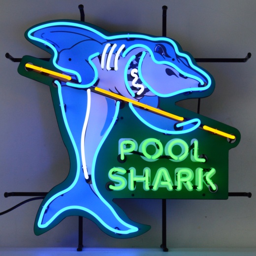 Pool Shark Neon Sign With Backing 24" X 24" X 4"