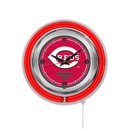 Cincinnati Reds Double Neon Wall Clock By Holland Bar Stool