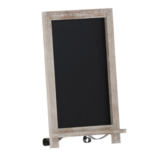Canterbury 12" X 17" Weathered Tabletop Magnetic Chalkboard Sign With Metal Scrolled Legs, Hanging Wall Chalkboard, Countertop Memo Board