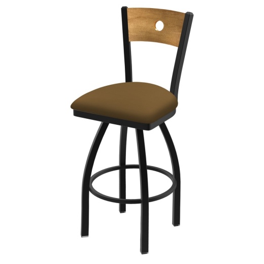 830 Voltaire Swivel Stool With Black Wrinkle Finish, Medium Back And Canter Saddle Seat
