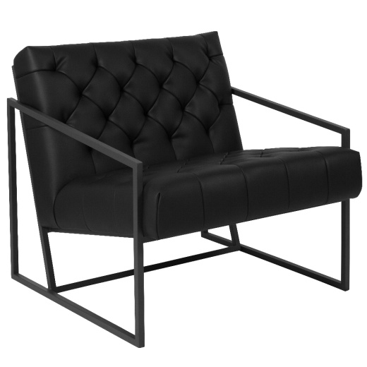 Hercules Madison Series Black Leathersoft Tufted Lounge Chair