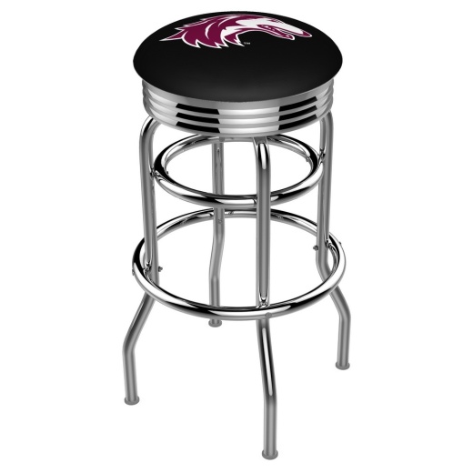L7c3c Chrome Double Ring Southern Illinois Swivel Bar Stool With 2.5" Ribbed Accent Ring By Holland Bar Stool Company
