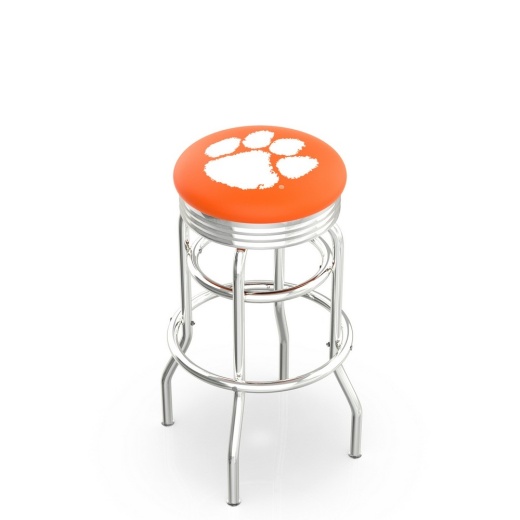 L7c3c Chrome Double Ring Clemson Swivel Bar Stool With 2.5" Ribbed Accent Ring By Holland Bar Stool Company