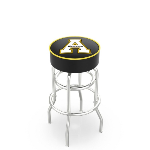 L7c1 4" Appalachian State Cushion Seat With Doublering Chrome Base Swivel Bar Stool By Holland Bar Stool Company