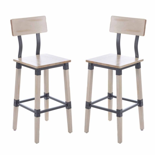 Jackson 2 Pack Commercial Grade Rustic Antique White Industrial Wood Dining Barstool