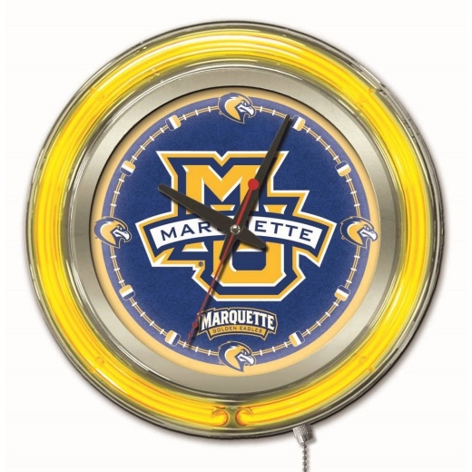 Marquette Double Neon Ring, Logo Clock By Holland Bar Stool Company