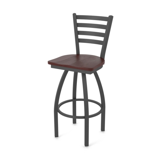 410 Jackie Swivel Stool With Pewter Finish And Dark Cherry Oak Seat