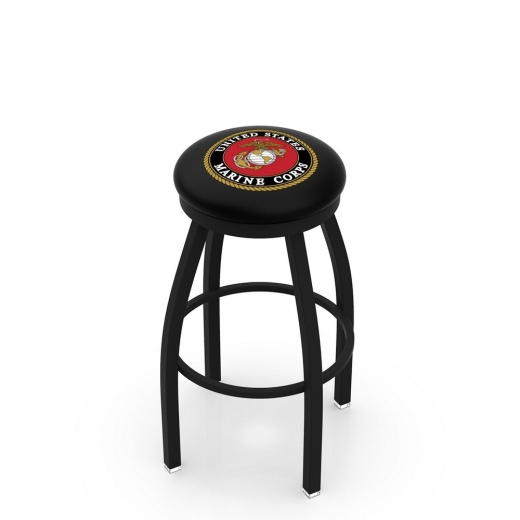 L8b2b Black Wrinkle U.S. Marines Swivel Bar Stool With Accent Ring By Holland Bar Stool Company