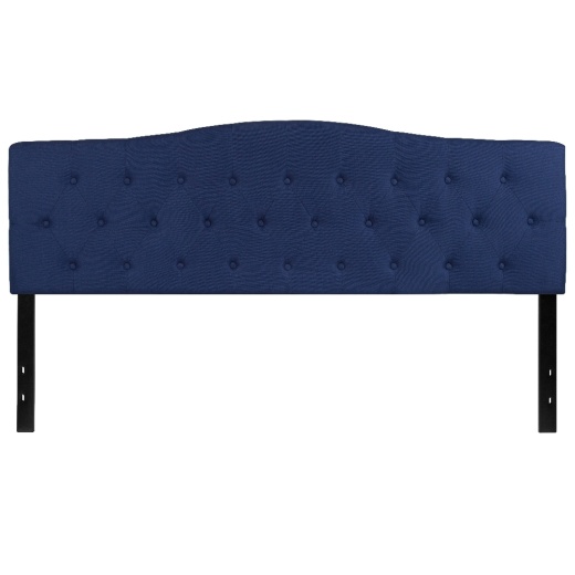 Cambridge Tufted Upholstered King Size Headboard In Navy Fabric