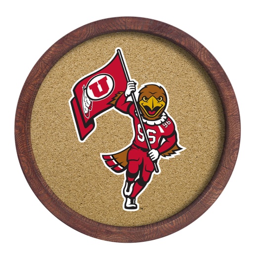 Utah Utes: Mascot "Faux" Barrel Framed Cork Board