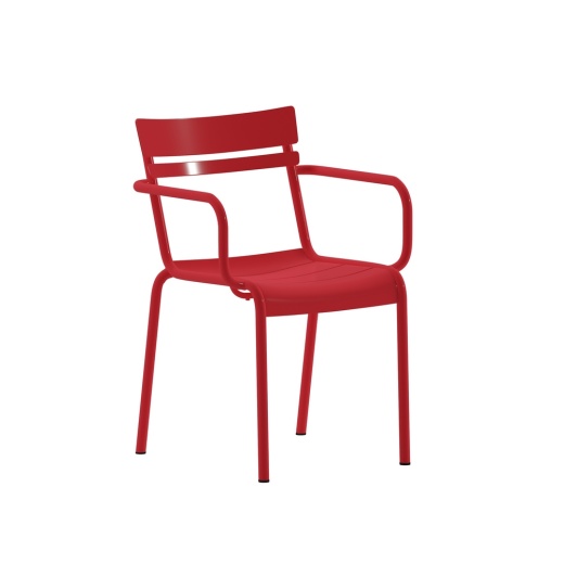 Nash Commercial Grade Red Steel Indooroutdoor Stackable Chair With 2 Slats And Arms