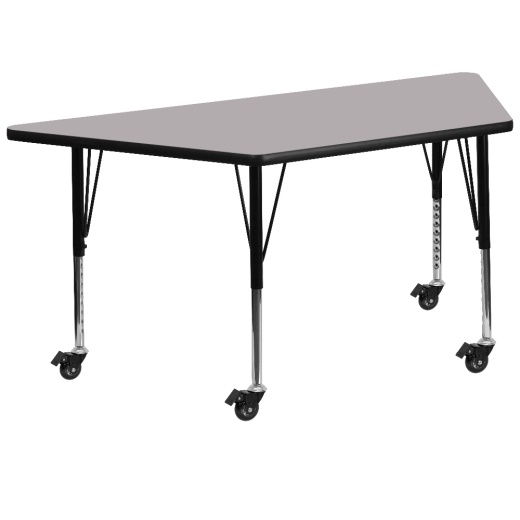 Wren Mobile 29''W X 57''L Trapezoid Grey Thermal Laminate Activity Table Height Adjustable Short Legs