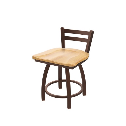 411 Jackie 18" Low Back Swivel Vanity Stool With Bronze Finish And Natural Maple Seat