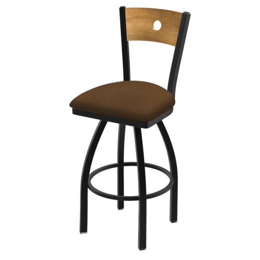830 Voltaire 36" Swivel Counter Stool With Black Wrinkle Finish, Medium Back, And Rein Thatch Seat