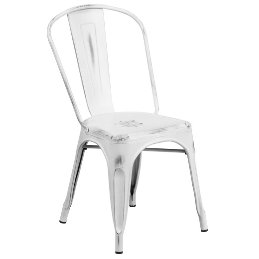 Tenley Commercial Grade Distressed White Metal Indooroutdoor Stackable Chair