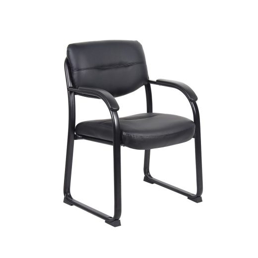 Boss Leather Sled Base Side Chair W/ Arms