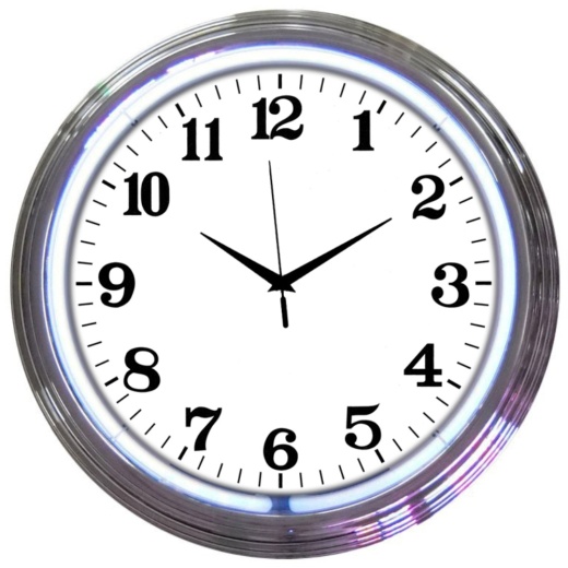 Chrome White Standard Neon Clock 15" X 15" X 3"