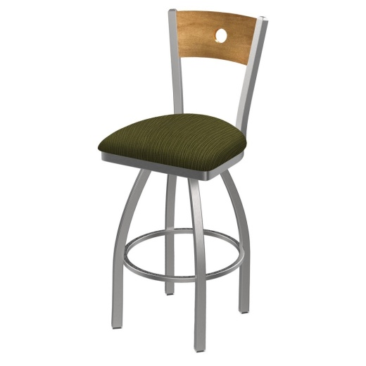 830 Voltaire Swivel Counter Stool With Stainless Finish, Medium Back, And Graph Parrot Seat