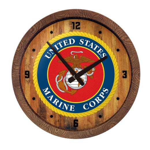 Us Marine Corps: Seal "Faux" Barrel Top Wall Clock