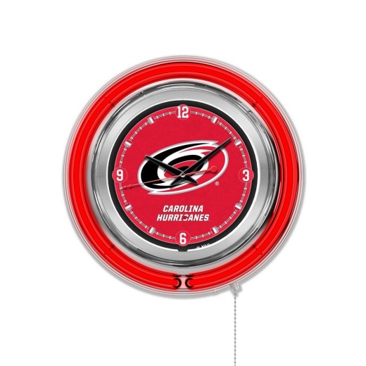 Carolina Hurricanes Double Neon Ring, Logo Clock By Holland Bar Stool Company