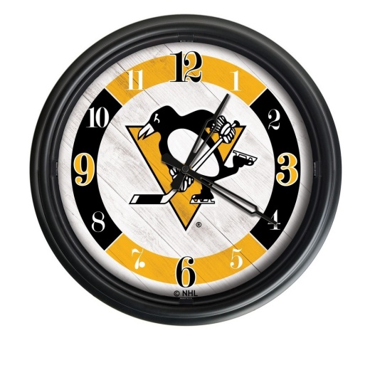 Pittsburgh Penguins Indoor/Outdoor Led Wall Clock By Holland Bar Stool Co